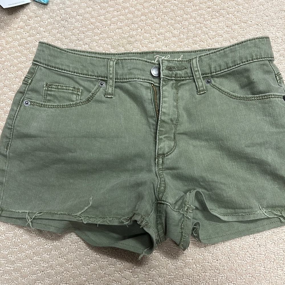 Green denim shorts